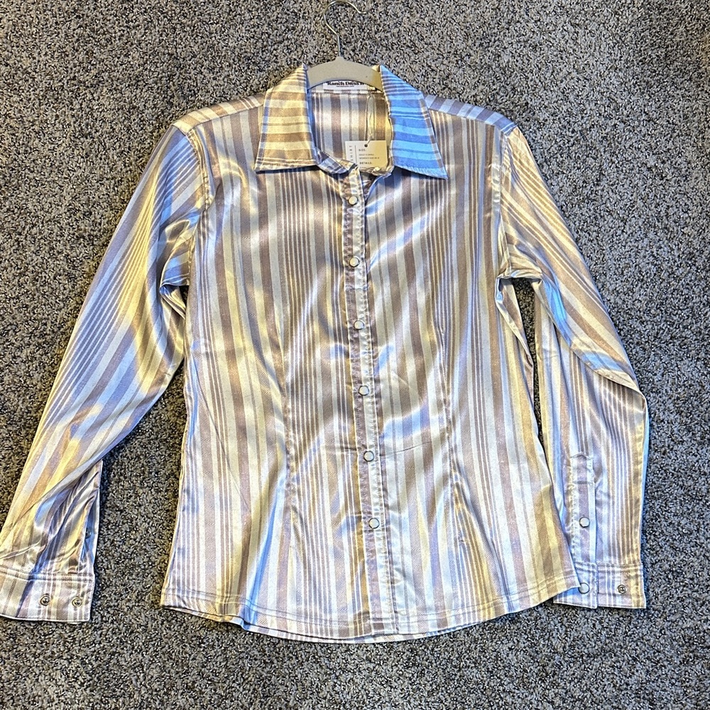 Ranch Dress’n Metallic Striped Shirt NWT